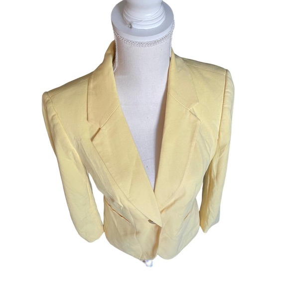 OBR Womens Classic Fit Single Button Blazer Jacket Long Sleeve Size S Yellow - Picture 3 of 11